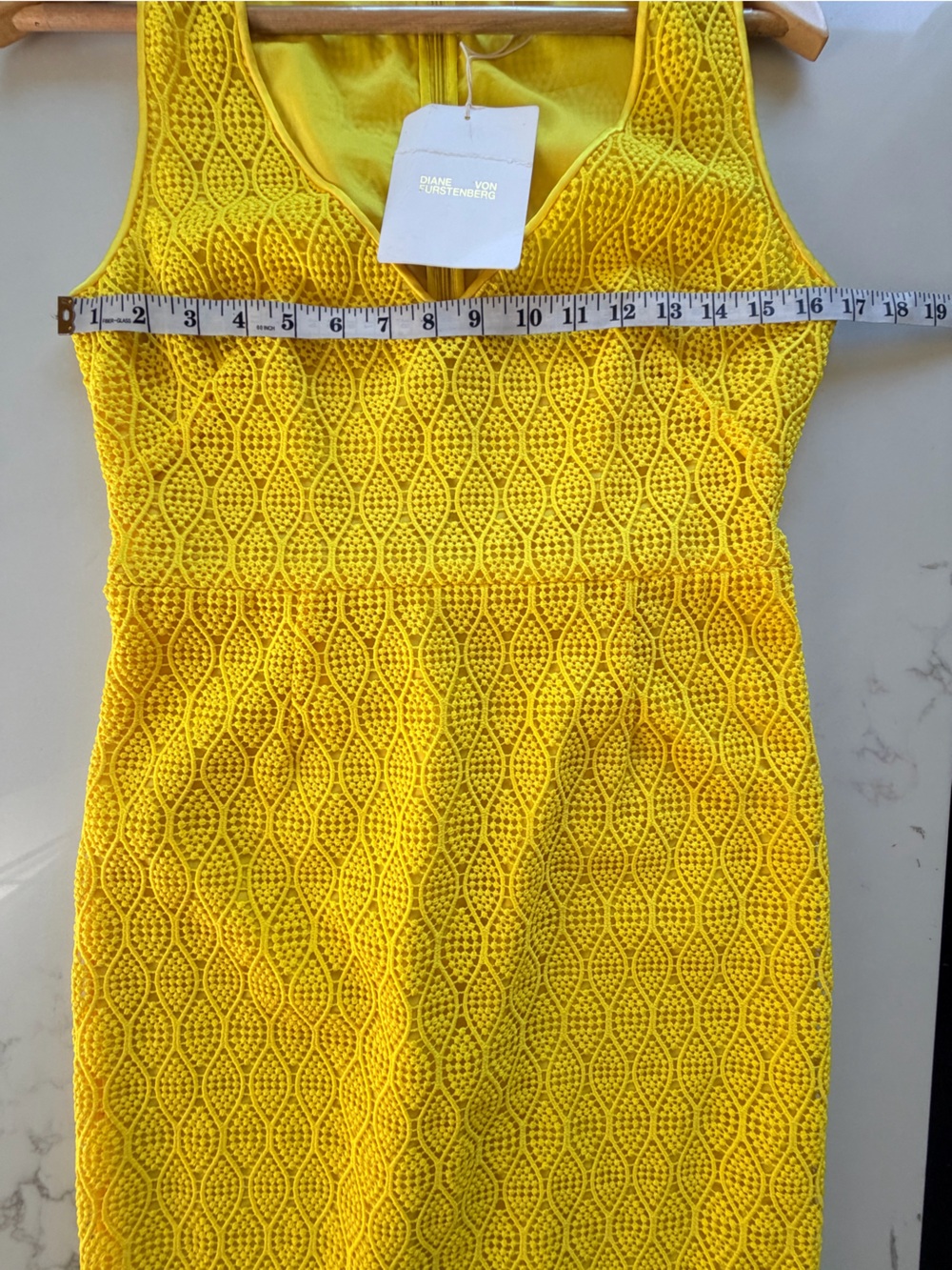 Diane Von Furstenberg Bright Yellow Lace V-Neck Midi Dress - Picture 8 of 16